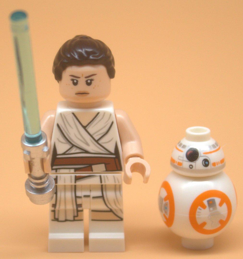 Lego Star Wars Minifigur Rey mit Droide BB 8